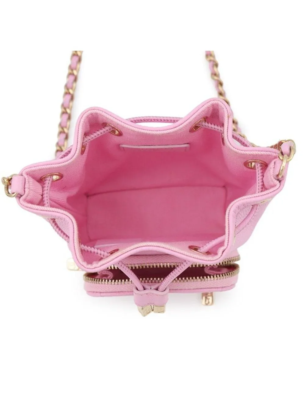 Chanel Chain Shoulder Bag CC Logo Drawstring Caviar Leather